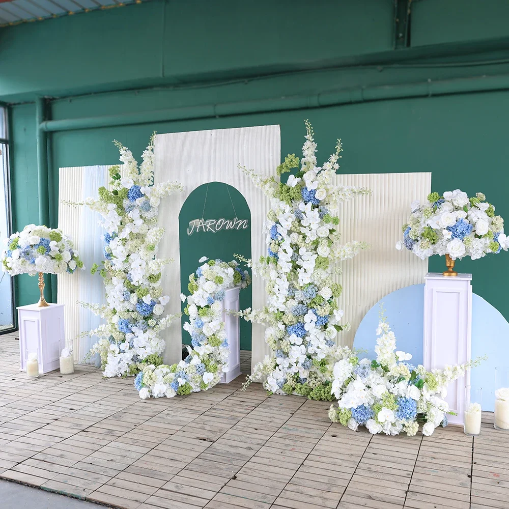 

Artificial Rose Cauliflower Orchid Flower Arrangement for Wedding Backdrop Decoration White Blue Green Series Table Centerpieces