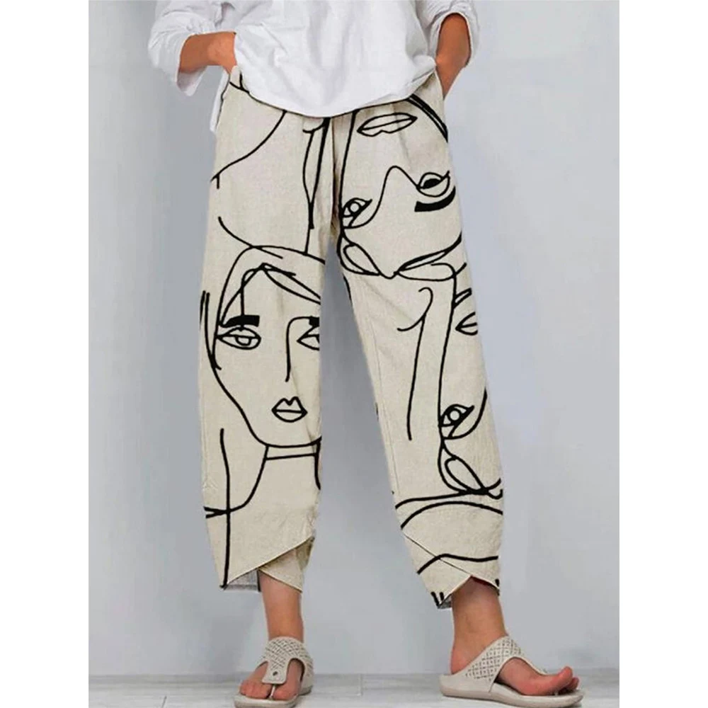 CLOOCL Summer Women Casual Pants Nine-point Pants Lily Flower Pattern 3D Print Slacks Ankle Length Pants Autumn Lady Sweatpants