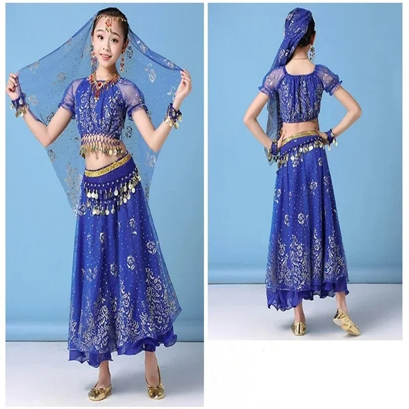 Stage Performance Indian Dance Wear Multi-Color 4Pcs/Set New Style Kids Belly Dance Costume Set