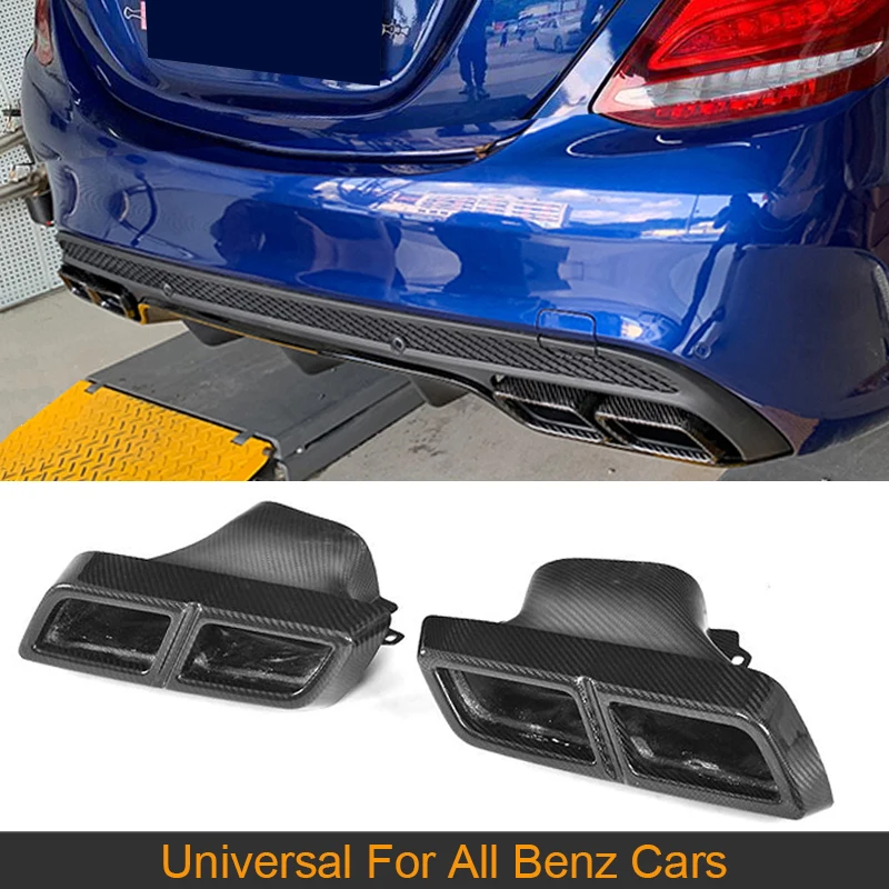 

Dry Carbon Fiber Universal Exhaust Tips End Muffler For Mercedes-Benz C E GL CLK CLS Class C63 C43 CL65 E63 G55 AMG All Cars