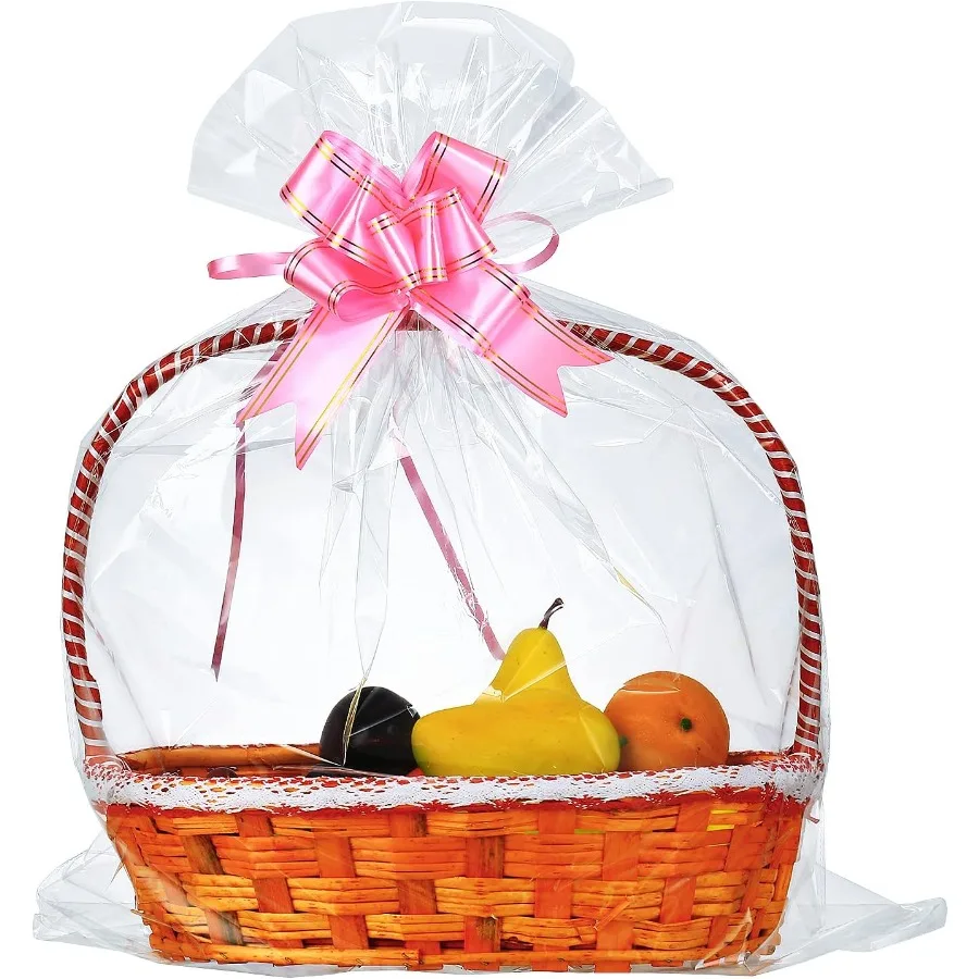 

200 Packs Lar Cellopane ags 24" x 30" Clear Cellopane Gift asket Wraps Extra-lar 2.3 Mil Tick Transparent Plastic Wrap ags for