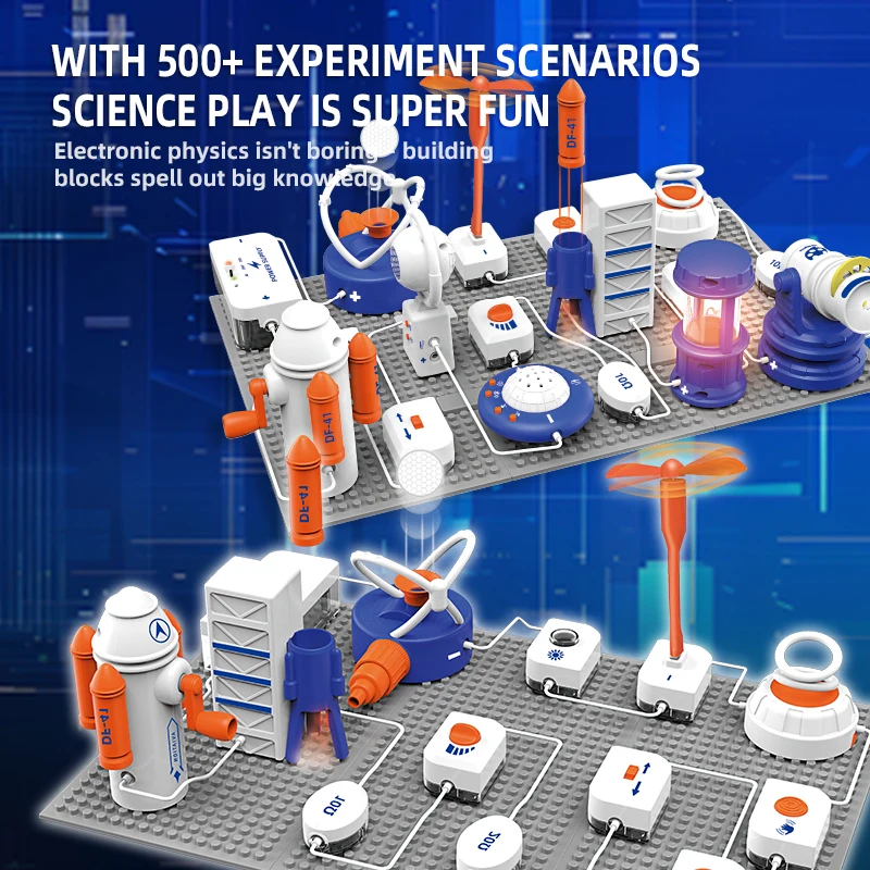 مجموعة تجارب علمية للأطفال، مكعبات بناء إلكترونية، مجموعة دائرة الفيزياء، لعبة تعليمية هدية للتعلم #4