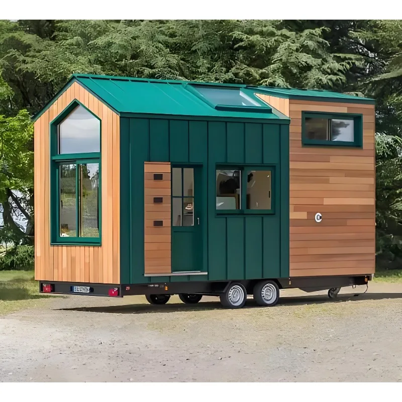 Prefab Container Mobile Modular Tiny House on Wheels For Vacation Getaways, Perfect For Campers & Lakeside Travel Lovers