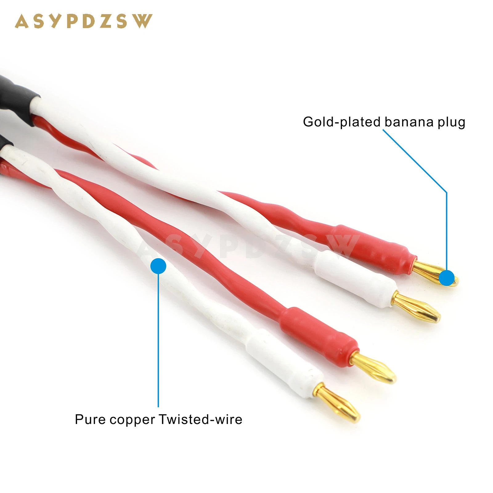 1 Pair HIFI 2S7F+ Pure handmade Gold-plated banana plug Pure copper Twisted-wire Bookshelf speaker cable