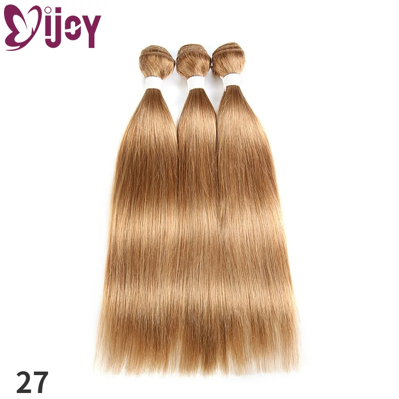 Ombre marrom pacotes de cabelo reto brasileiro tecer cabelo humano pacotes 3/4 pçs pré-colorido cabelo humano não remy extensão do cabelo ijoy