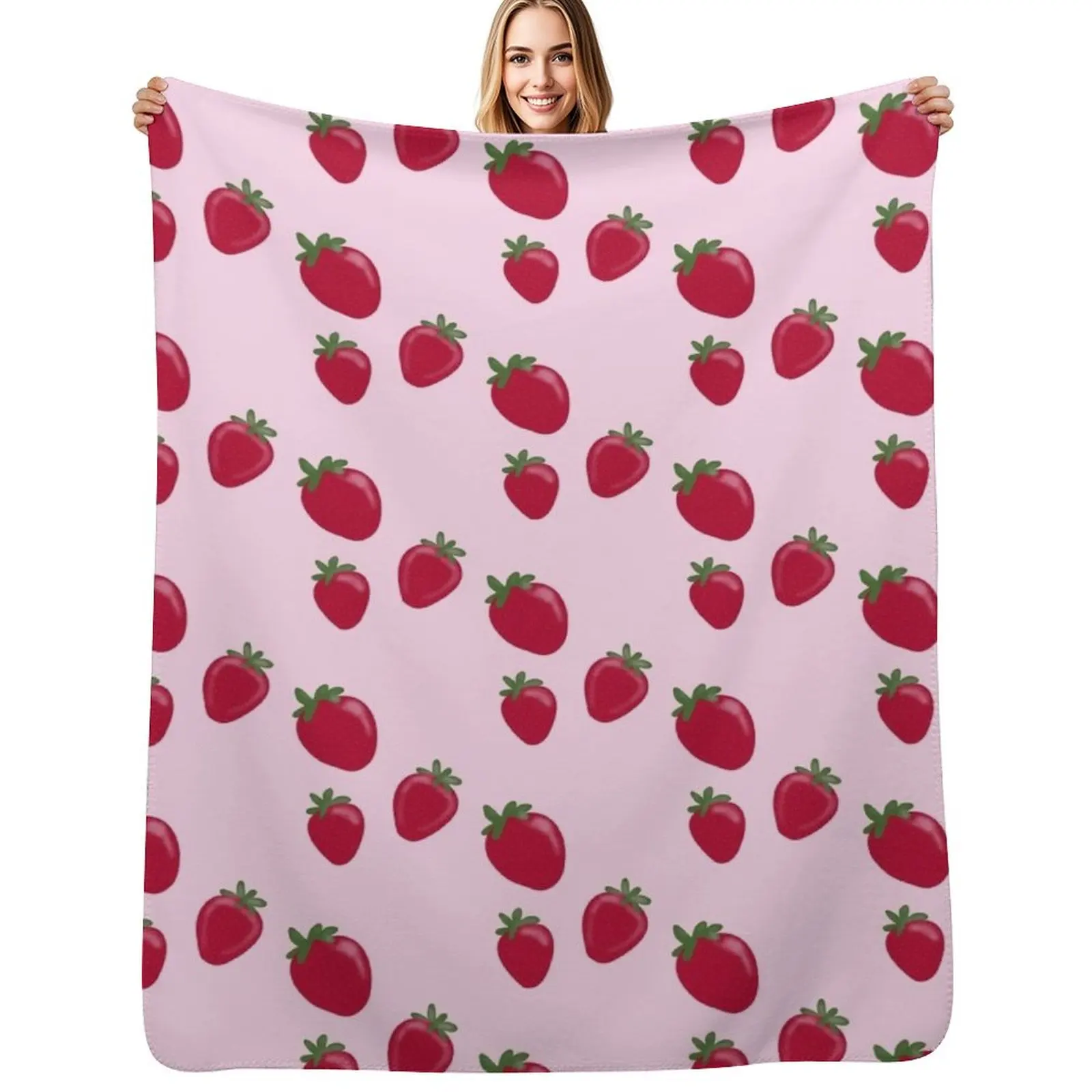 Strawberries Throw Blanket Year Round Soft Comfortable Blanket for Home