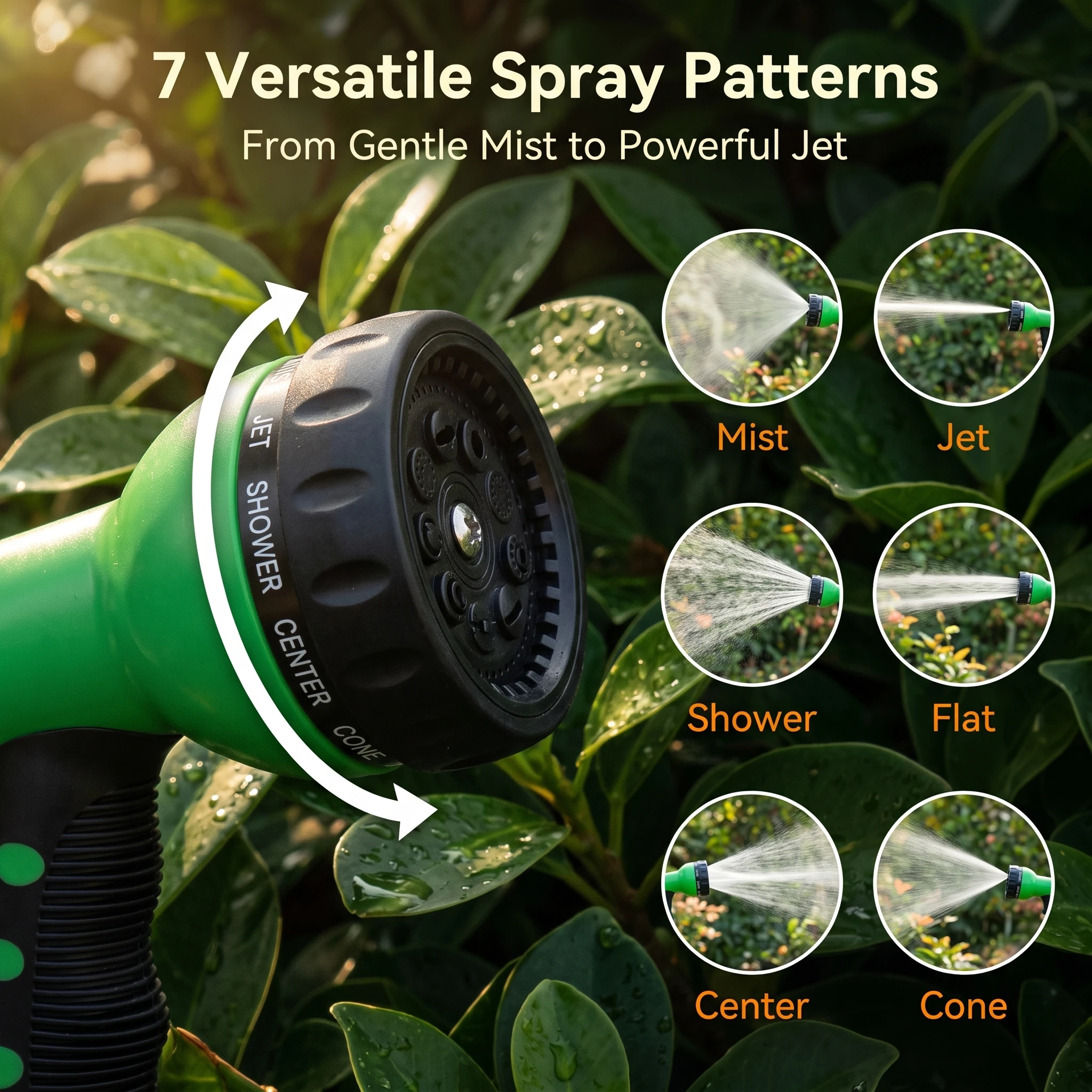 7 Modes Garden Watering Spray Gun Handheld Hose Nozzle Adjustable Sprayer For Flower Lawn Car Wash Pet Bath Cleaning