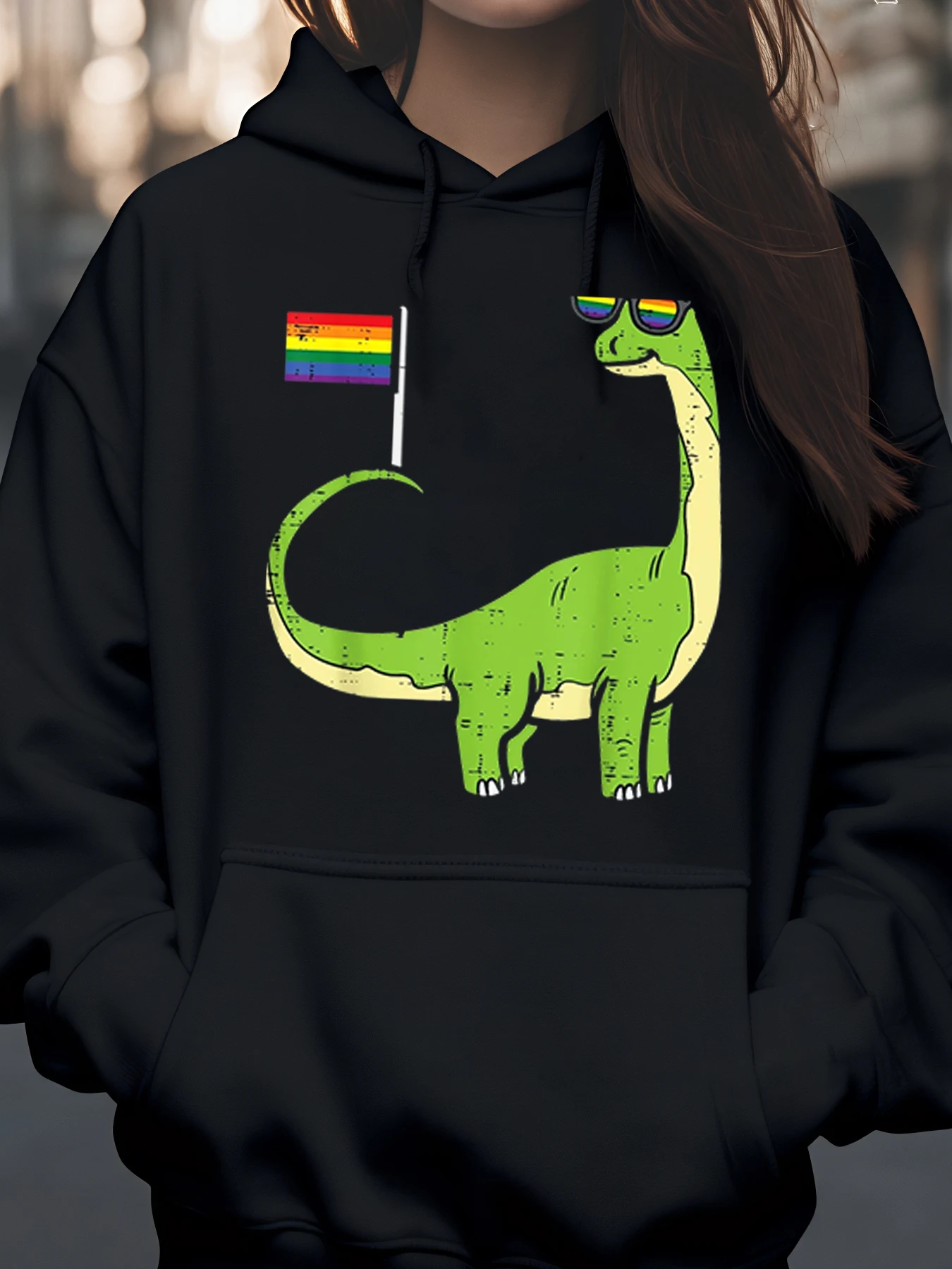 

Толстовка с капюшоном и флагом гордости в стиле динозавра ЛГБТК Прайд Фестиваль Повседневная одежда унисекс