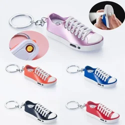 Mini USB Keychain Flat Shoes Lighter Windproof Charging Open Flame Butane Lighter Cigarette Accessories Personalized Gift