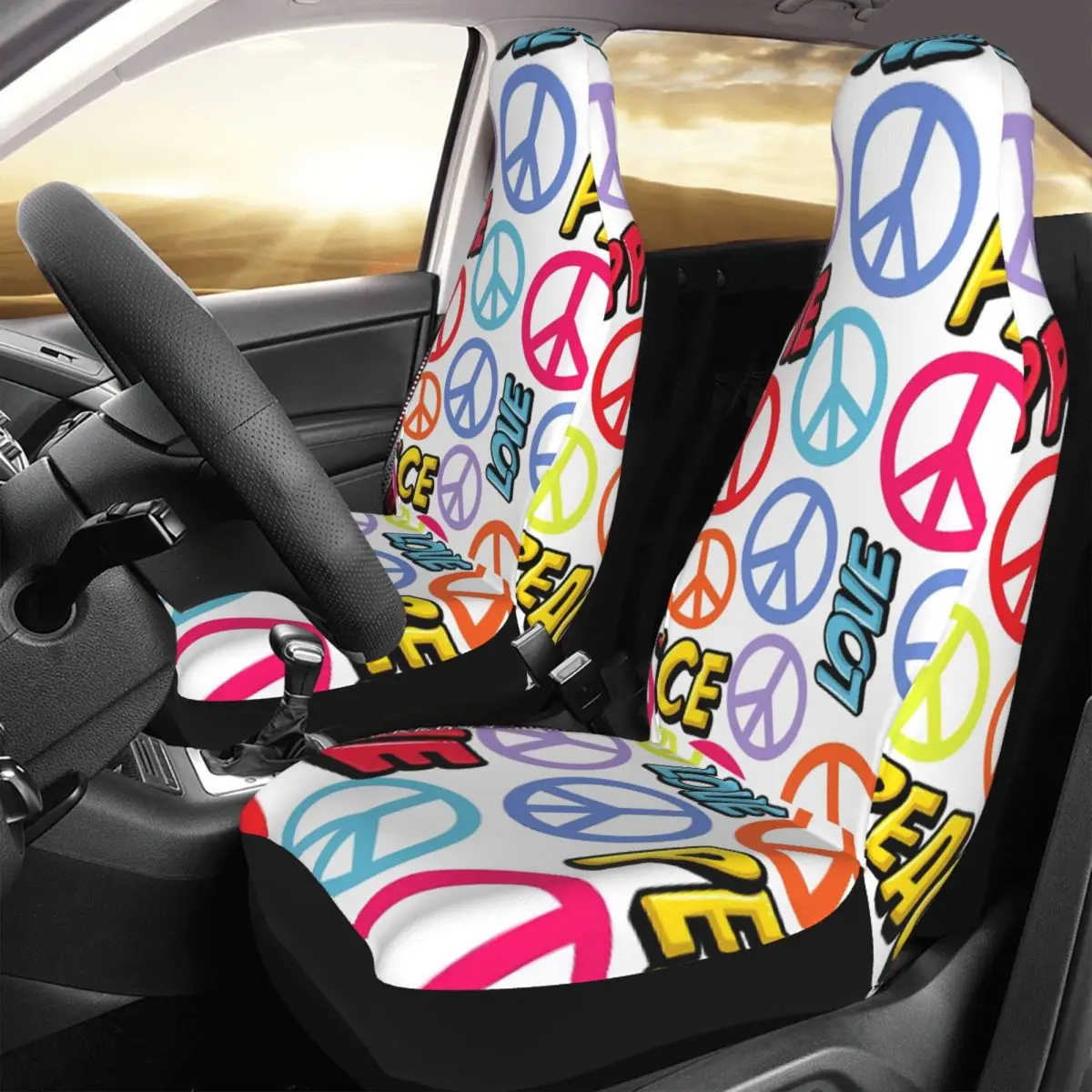 

Hippy Hippie Car Seat Cover Custom Printing Universal Front Protector Accessories Cushion Set