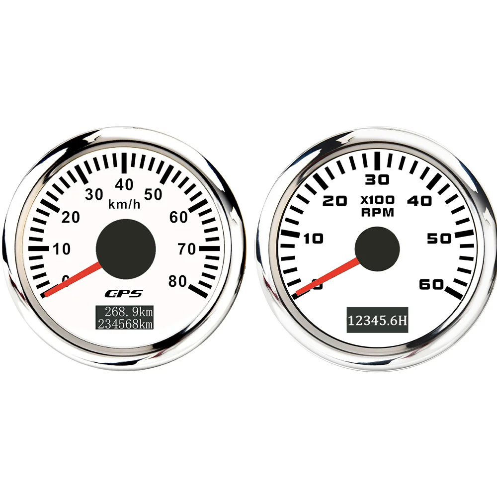 

ELING 52mm 0-80km/h 120km/h GPS Speedometer Odometer 4000RPM 6000RPM Tachometer with 7 Colors Backlights 12V 24V for Auto VAN