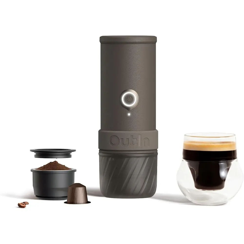 Portable Electric Coffee Maker - Compact, Self-Heating, Ground Coffee & Nespresso Pod Adapter for Travel and Adventure