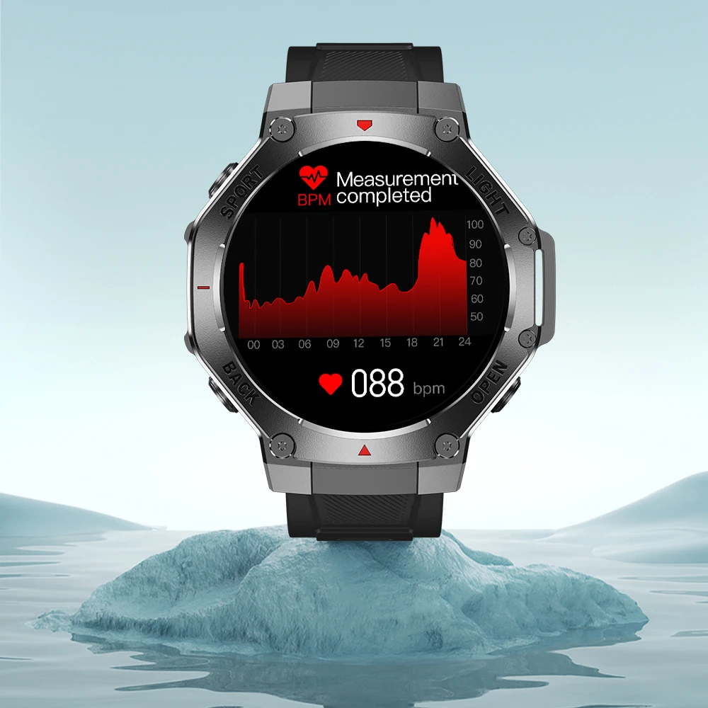 

2025 Новые спортивные умные часы с GPS, мониторинг сердечного ритма, светодиодный фонарик, динамический остров, Bluetooth-вызов, IP67, водонепроницаемые умные часы