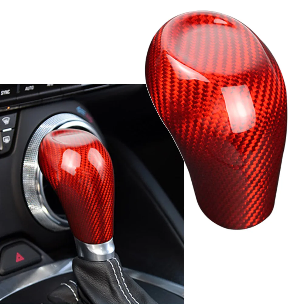 Car Red Carbon Fiber Gear Shift Knob Cover Trim Decor For Chevrolet Camaro 2016 2017 2018 2019 2020