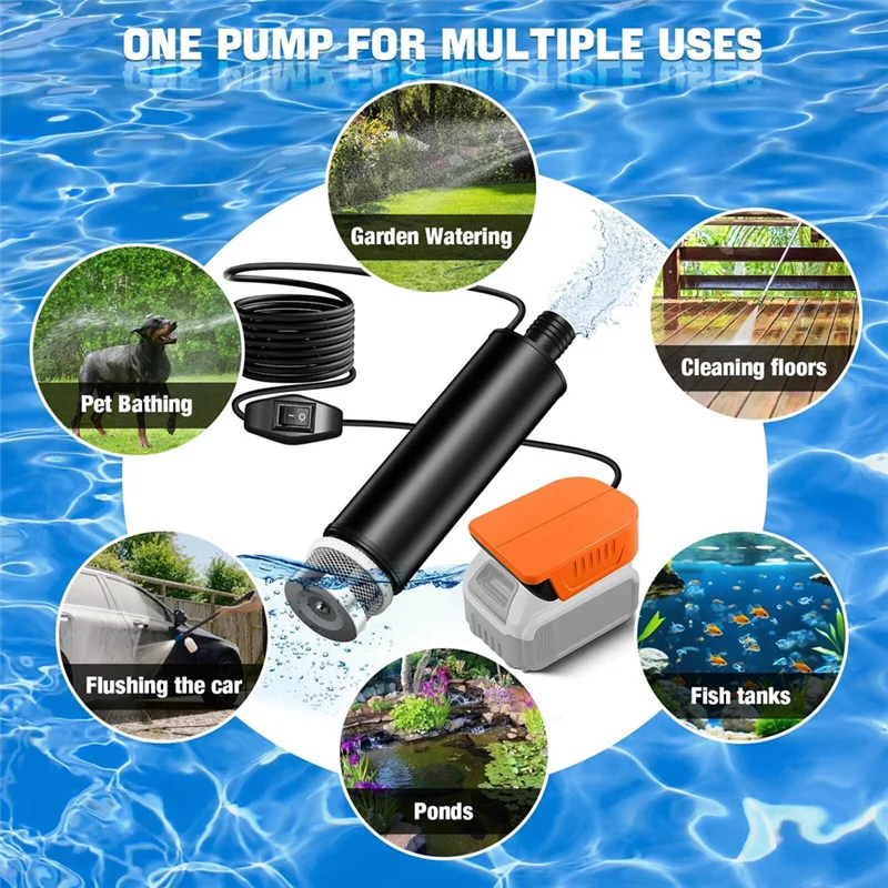 

ABVG-Cordless Submersible Water Pump For 20V Battery For Garden,Camping, Kiddie Pool, Fish Tank