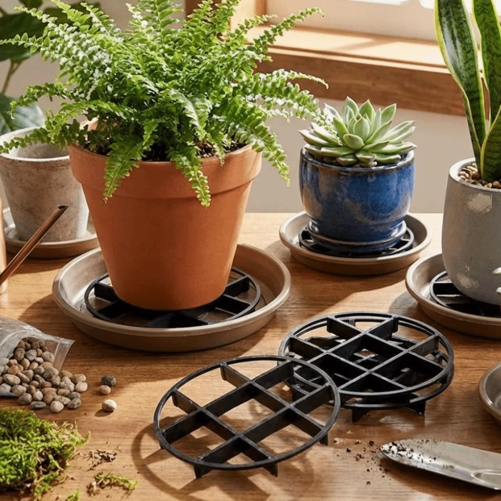 20PCS Anti Rot Root Flower Pot Tray Breathable Base Round Mesh Pad Drainage Rack Stand Plastic Bottom Drainage