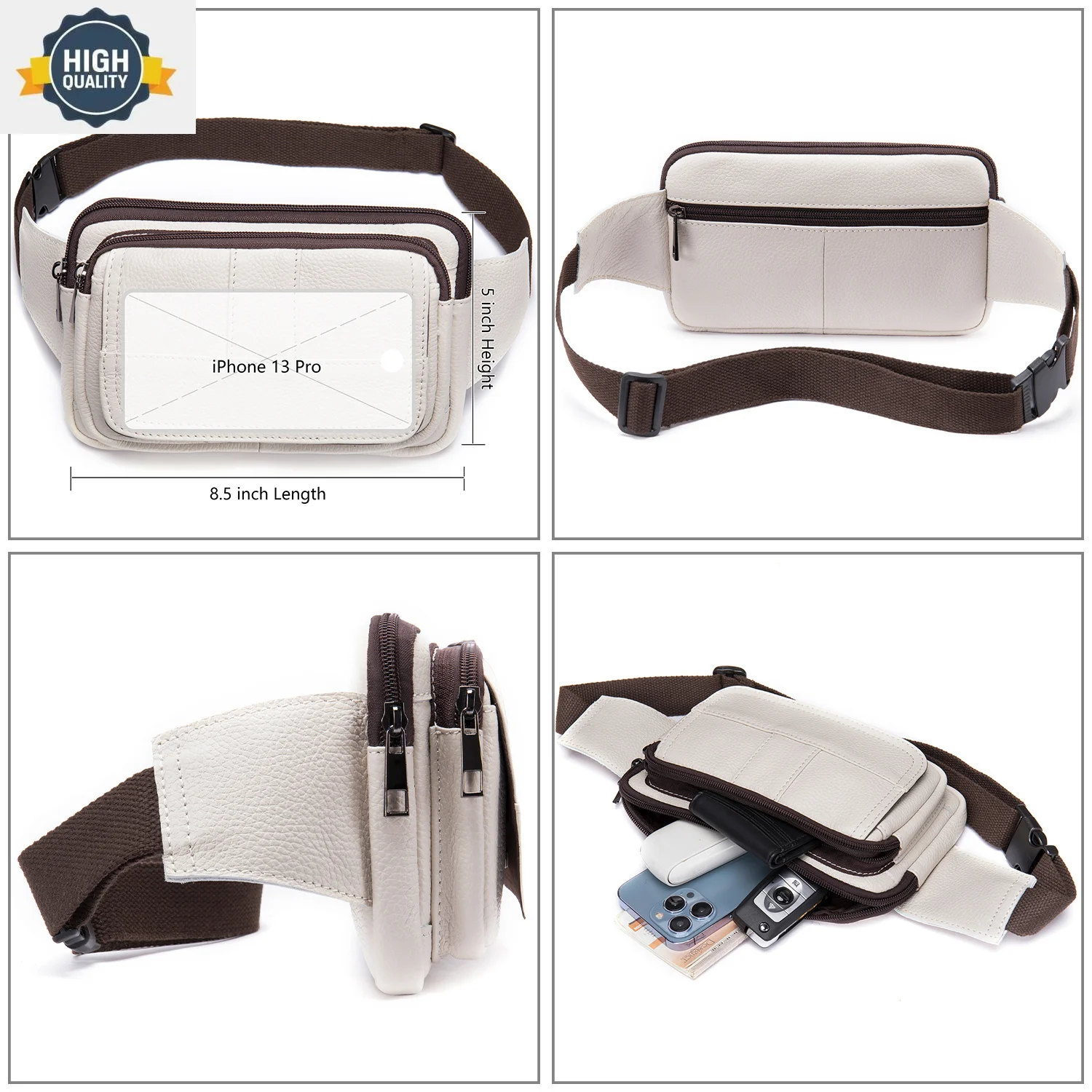 

Bag Waist Men's Leather Male Fanny Pack Belt for Man Pouch Phone Hip Bum s s Travel Packs 8966