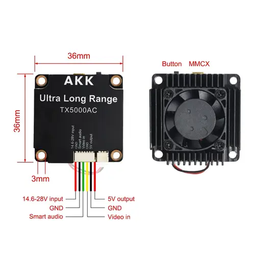 AKK FPV VTX TX5000AC Ultra Long Range 96CH 5W 4.9G-6G Ultra Wide Band Video Transmitter - Image 5