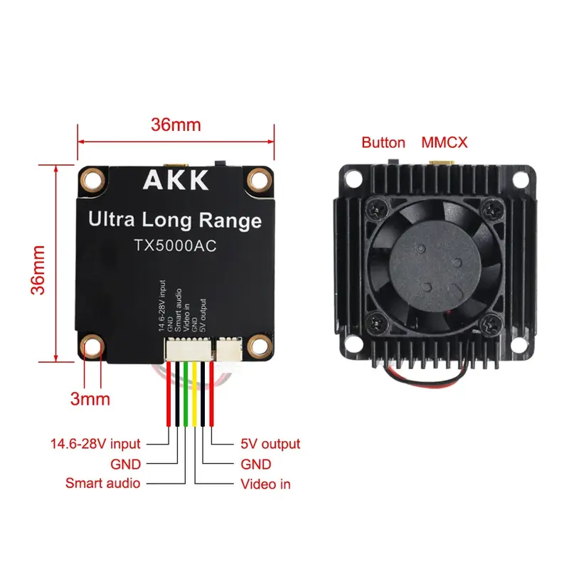 AKK FPV VTX TX5000AC Ultra Long Range 96CH 5W 4.9G-6G Ultra Wide Band Video Transmitter - Image 5