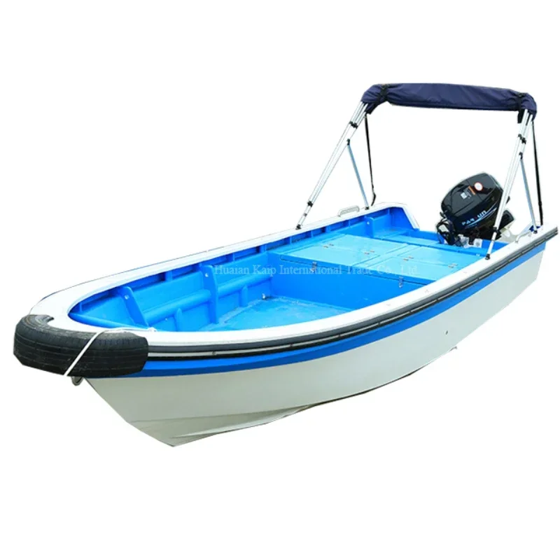 Fiberglass fishing boat used luxury leisure seat low price cargo panda cabin awning with bumper strip resale container