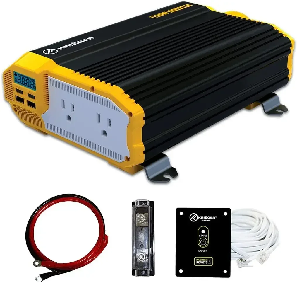 1100 Watt 12V Power Inverter Dual 110V AC Outlets Installation Kit Included Automotive Back Up Power Supply for Blenders Vacuums