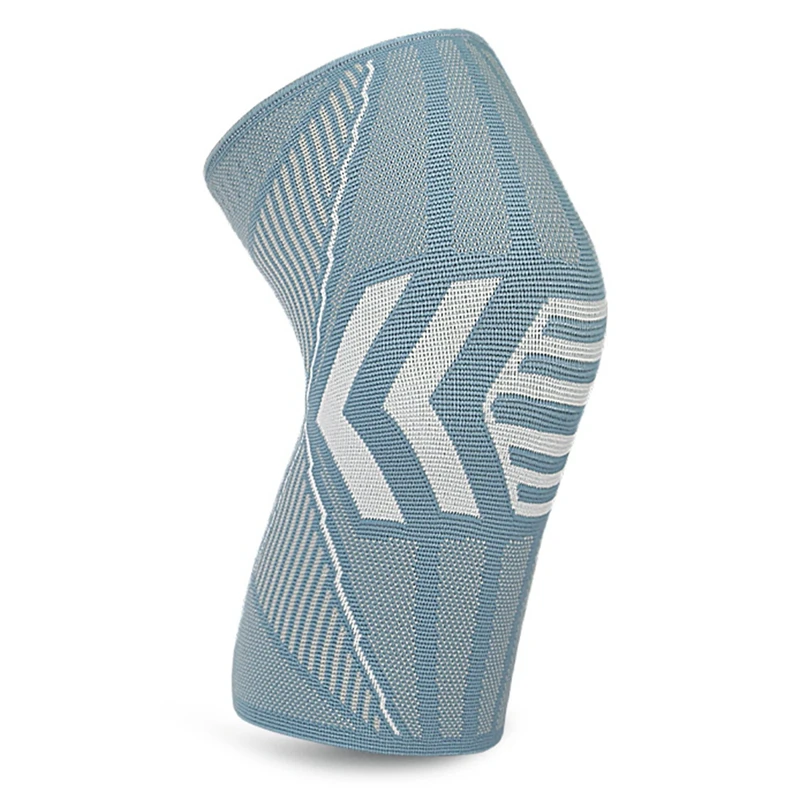 1 Piece Knitted Four-Sided Non-Slip Breathable Knee Pads Sweat-Absorbing Cycling Fitness Running Climbing Knee Pads Blue