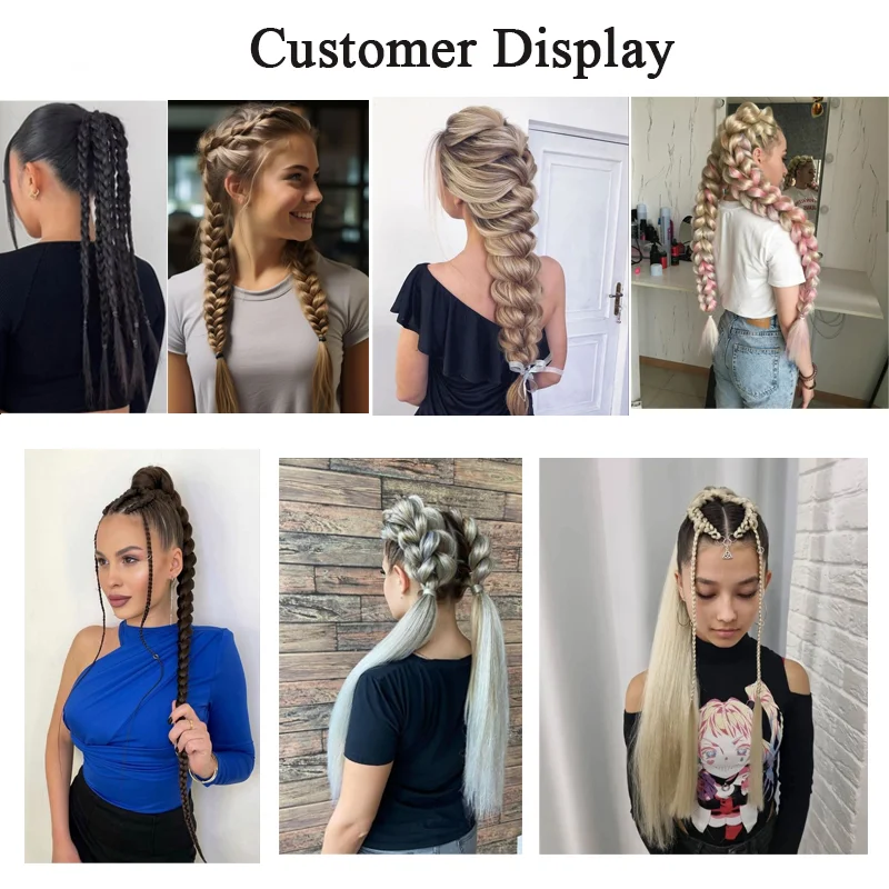 Extensión de cola de caballo sintética con liga para cabello, trenzas y moño, 28 pulgadas, degradado, para DIY 6