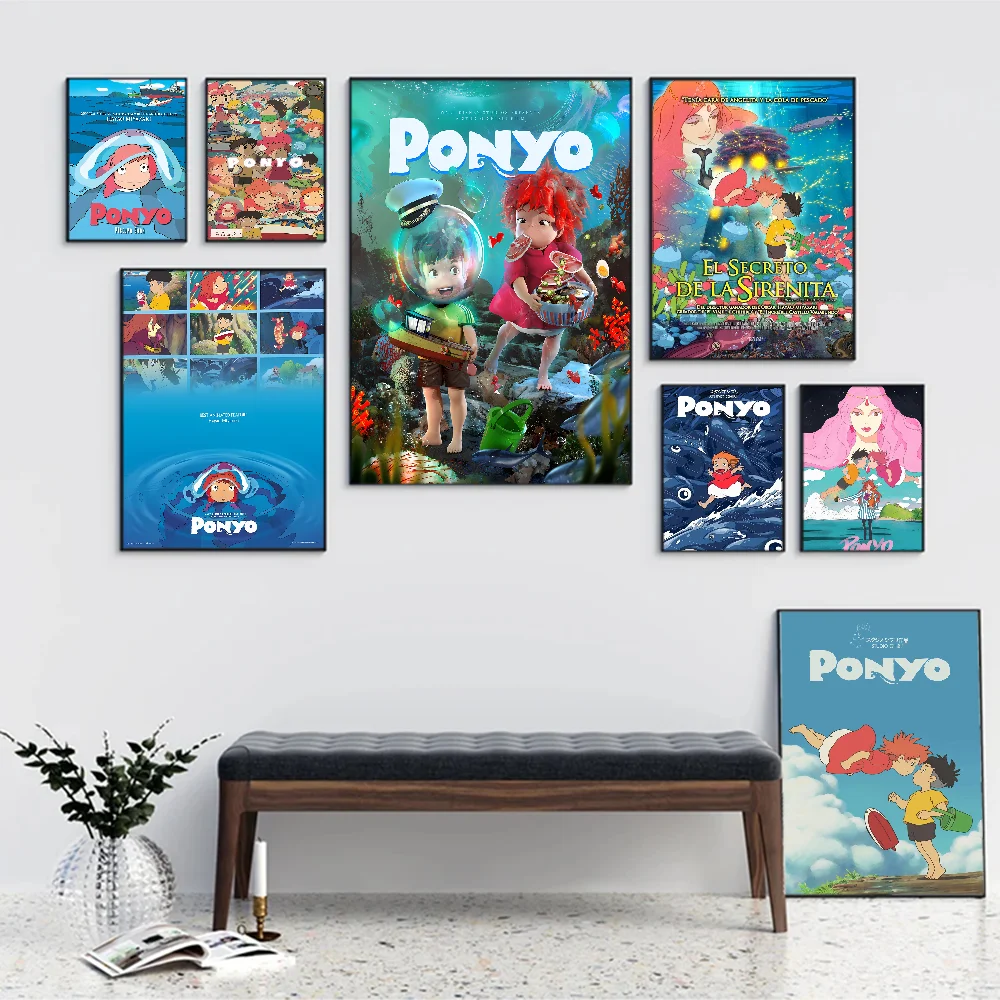 

Studio Ghibli Anime P-Ponyo Anime Posters Sticky HD Quality Wall Art Retro Posters For Home Kawaii Room Decor