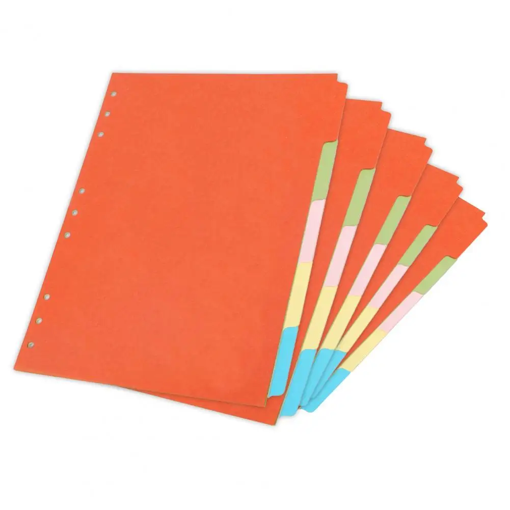 5Pcs Index Dividers A6/A5/B5/A4 Subject Dividers Anti-scratch Lightweight Index Separators Reinforced Edge Index Dividers