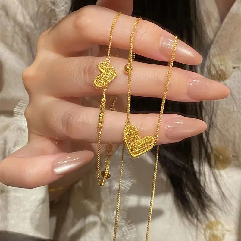 

Elegant 18 K Gold Color Heart Love Shape Pendant Necklace for Women Wedding Birthday Necklace Chain Jewelry Gifts