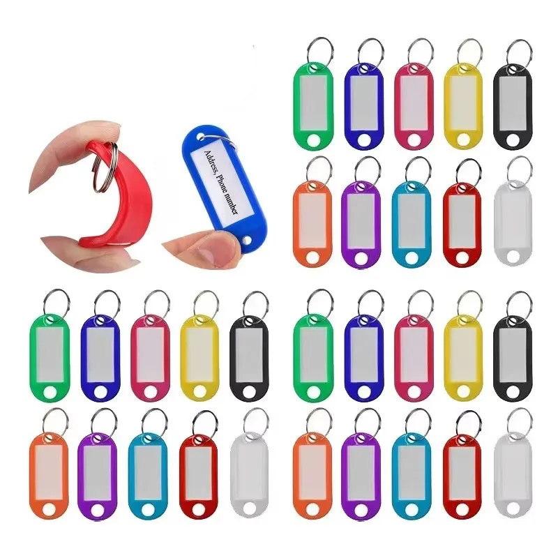 10/20/40Pcs Colorful Plastic Keychain Key Tags label Numbered Name Baggage Tag ID Label Name Tags With Split Ring