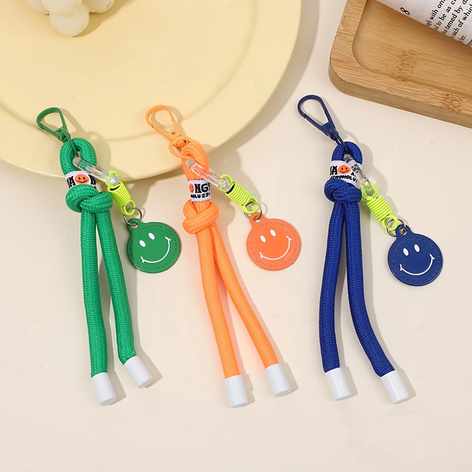 Durable Colorful Rope Keychain for Women Makeup Bag Wallet Pendant Braided Lanyard Keychain Decorative Handbag Backpack Charms