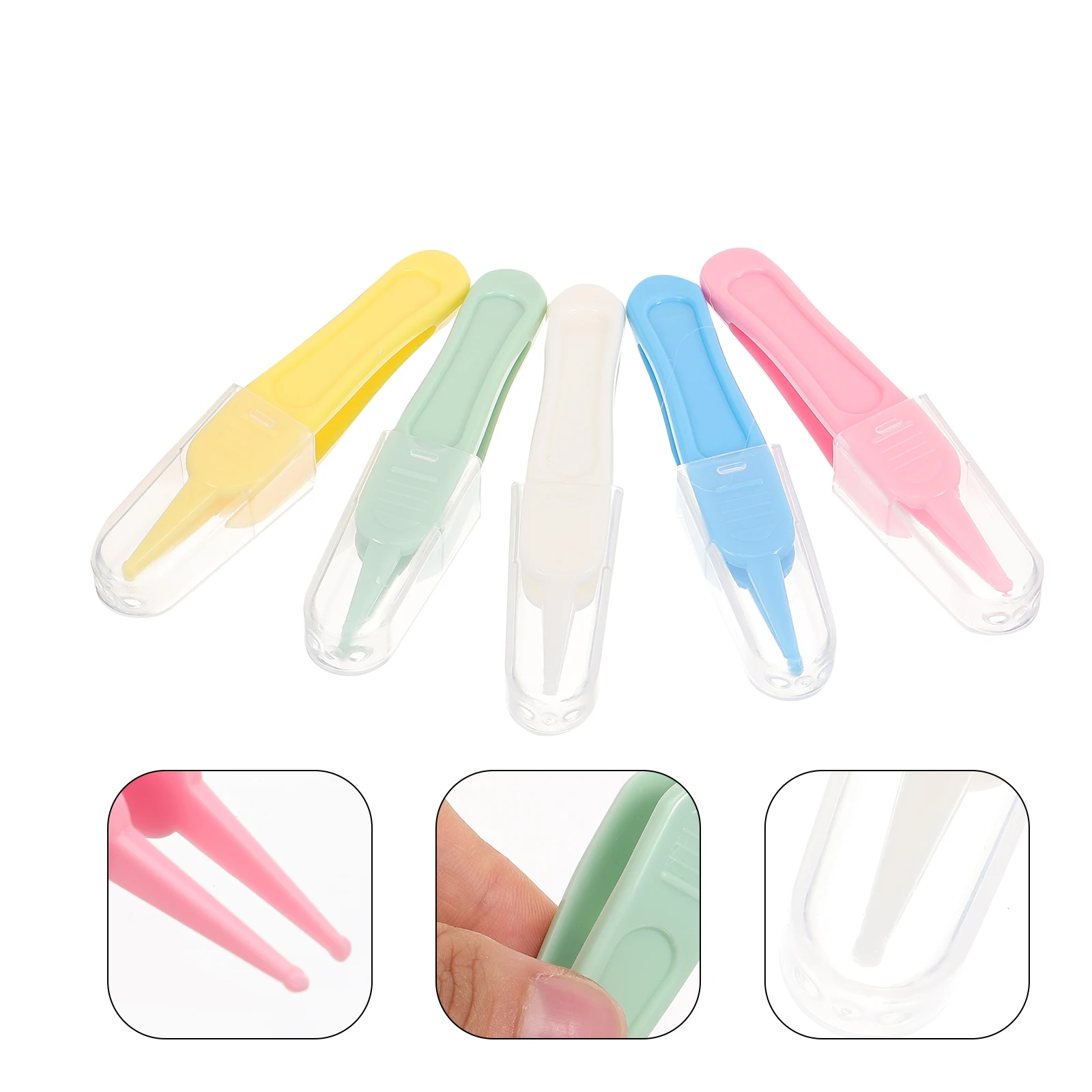 

5pcs Booger Clip Tweezers Remover Abs Nose Picker Tool Portable Infant Cleaning Round Precision Tweezer For
