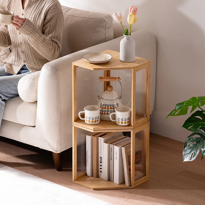 

Rattan Changhong glass coffee table living room household small household about modern black retro wabi sabi combination side