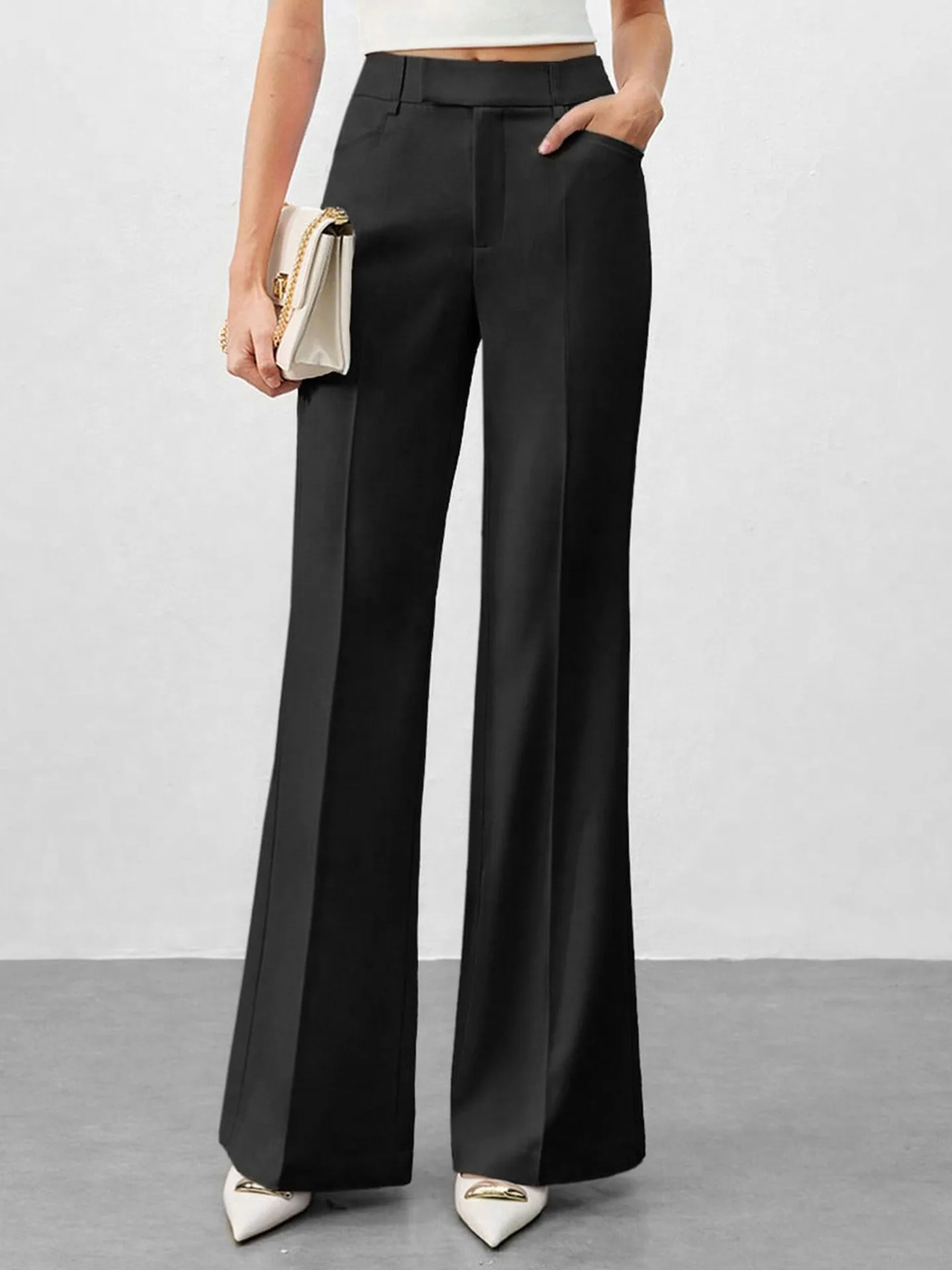 High Waist Women Suit Pants Fall Straight Office Ladies Fashion Trousers Casual Button Loose Female Chic Pants New Woman Clothes