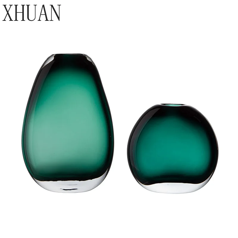 Table Emerald Color A Couple Handmade Craft Classic Mushroom Glass Vase Colour