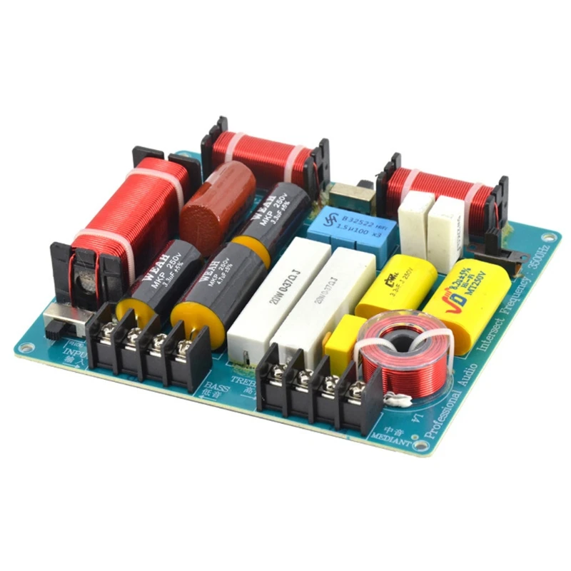 Divisor cruzado, altavoz de escenario profesional, divisor de frecuencia, nivel de fiebre de tres vías, alto, mediano y bajo, caja de paquete de tarjeta KTV