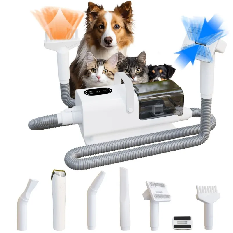 Multi‑Functional Pet Grooming Vacuum Kit 8‑in‑1 Hair Suction Blow Trimmer Machine For Dog Cat Home Grooming
