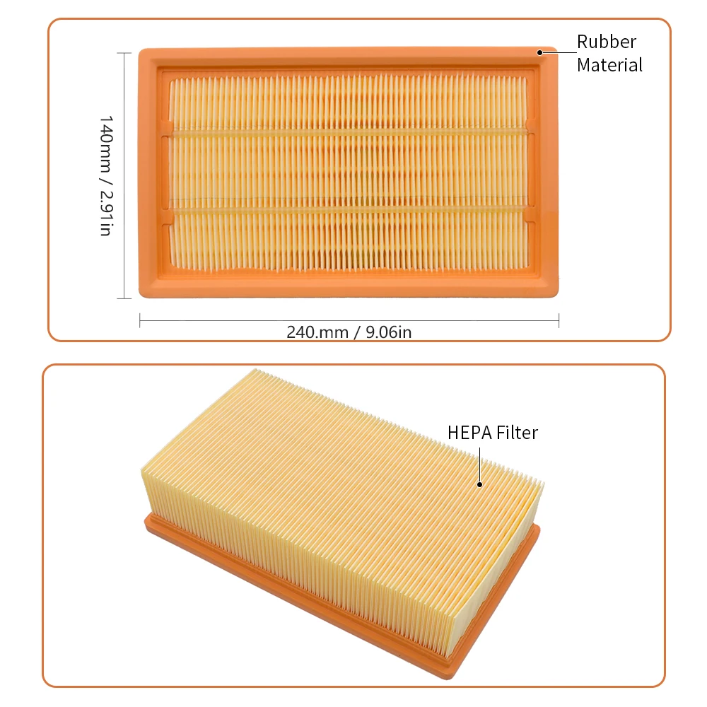 Flat Hepa Filter Compatible with Karcher NT25 NT35/1 Eco NT 360 NT 361 NT 45/1 55/1 NT 611 ECO Bosch GAS 35 M AFC Vacuum Cleaner