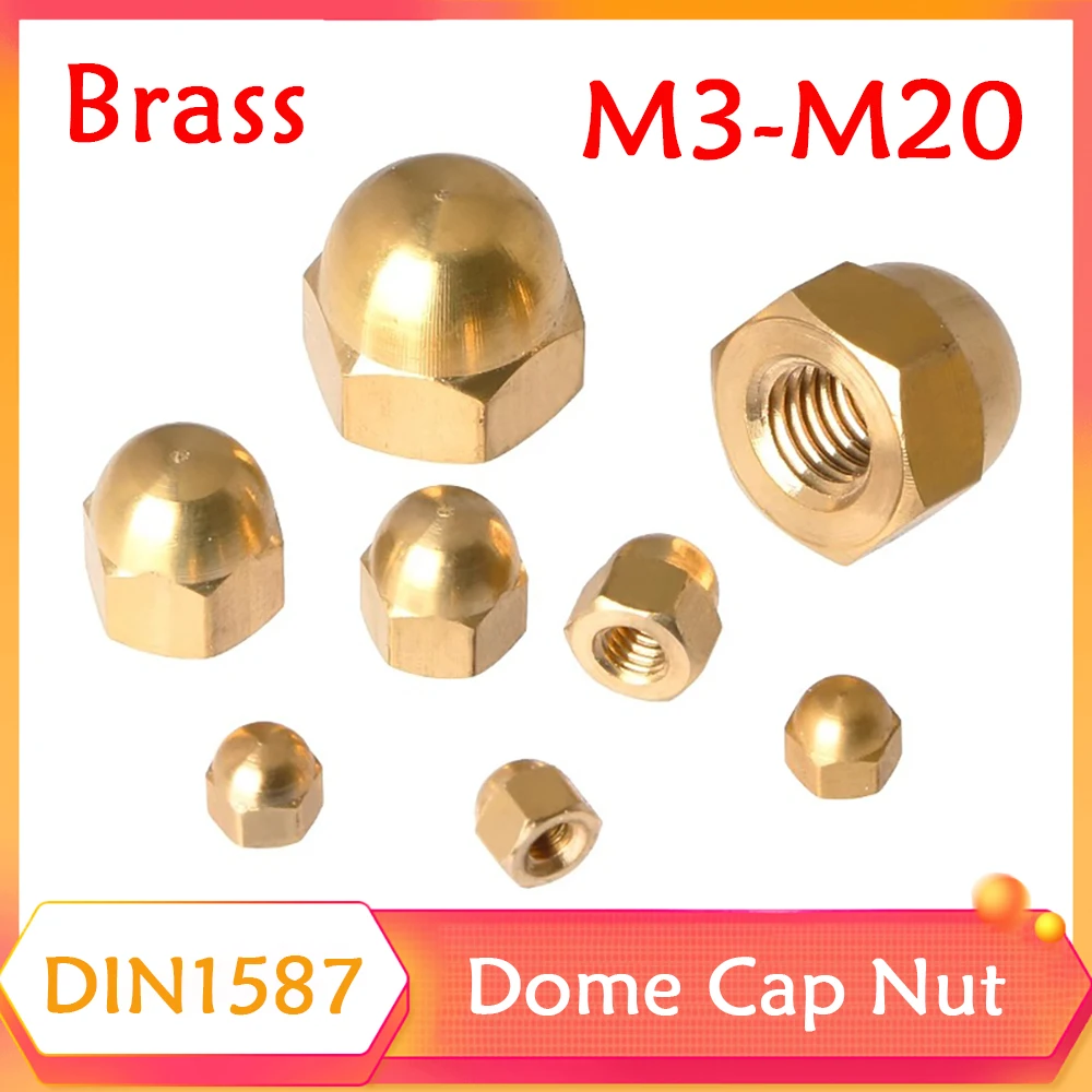 

Brass Acorn Nut DIN1587 M3 M4 M5 M6 M8 M10 M12 M14 M16 M18 M20 Brass Cap Hex Nuts Decorative Dome Head Cover Semicircle Nut