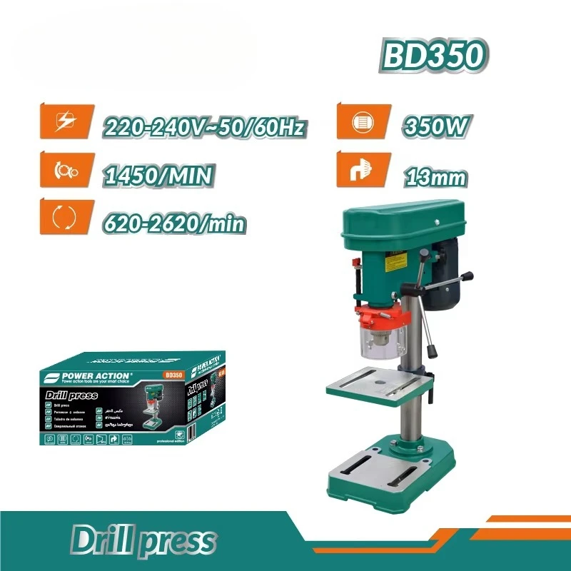 Power Action 350W 5 velocità Lavorazione del legno Trapano da tavolo Trapano da banco di alta qualità