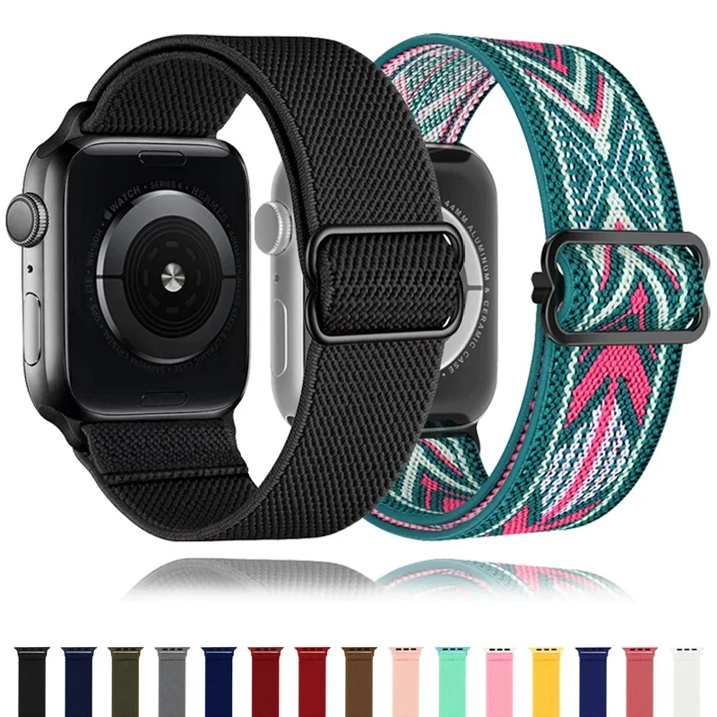 Nylon Strap For Apple Watch Band 40/44mm 49mm 45mm 41mm 42mm 46mm Scrunchie Bracelet Strap For iWatch Series 10 9 8 6 7 5 Ultra