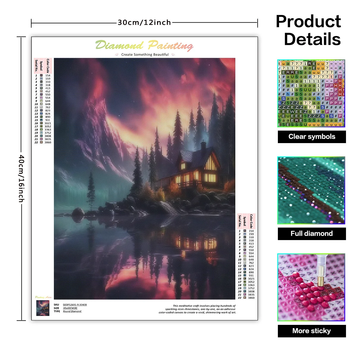 SDOYUNO Aurora Scenery Diamond Painting Beautiful Fantasy Picture Diamond Mosaic Cross Stitch Kit Handmade Home Wall Decoration