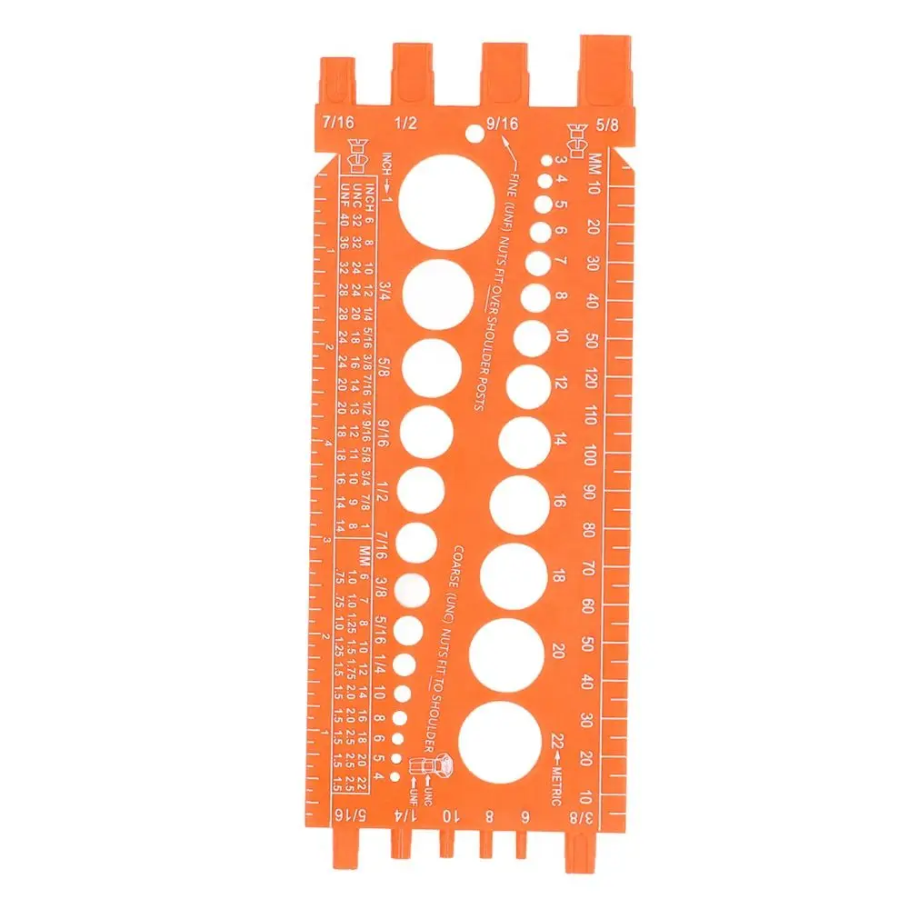 Plastic Material​ Nut Bolt Thread Gauge​ Inch and Metric Measurement​ Red / Orange /Black Screw Thread Checker​