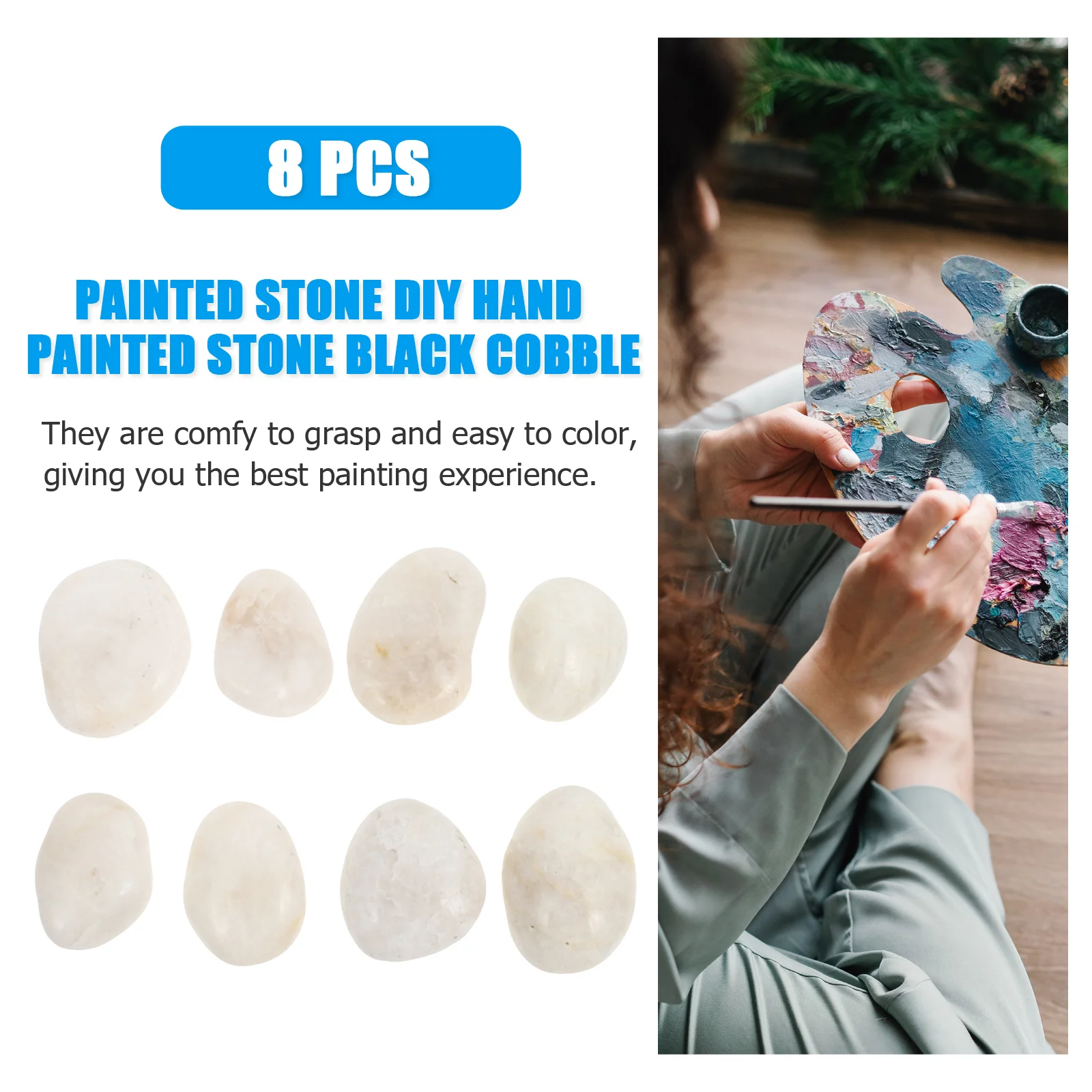 

8Pcs DIY Painting Stones Smooth Rounded Natural 4-6cm Kids Drawing Rocks Craft Pebbles Hand Painted Art Stones