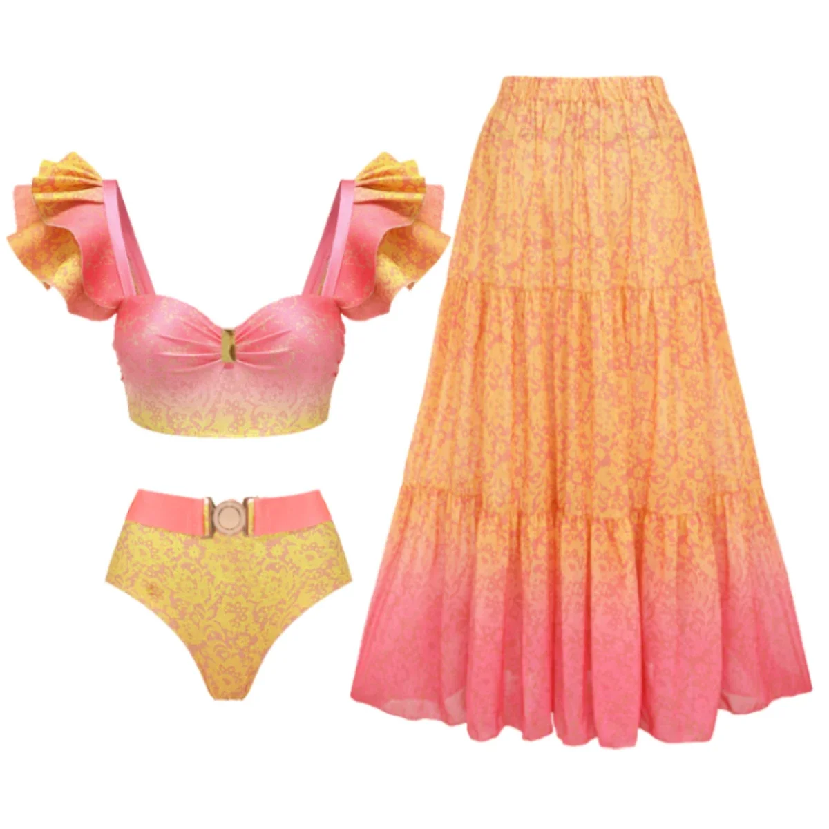 Maillots de bain sexy avec robe de plage imprimé rétro maillot de bain pour femme maillots de bain chics brésilien Biquini ceinture maillot de bain tenues d'été