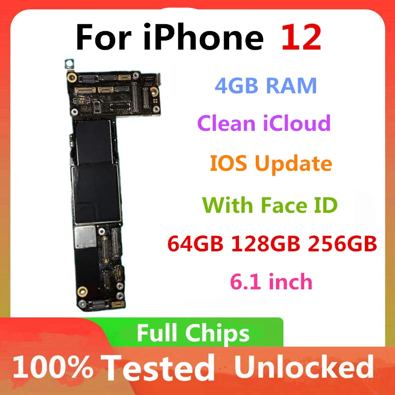 For iPhone 12 / 12 Pro / 12 Pro Max Motherboard With Face ID Clean