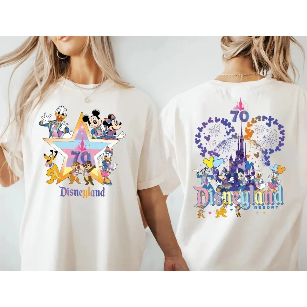 

70 Years of Disneyland Tee Magic Castle 70 Years Tee Disneyland 70th Anniversary Tee Magic Land Anniversary Shirt Women Cotton