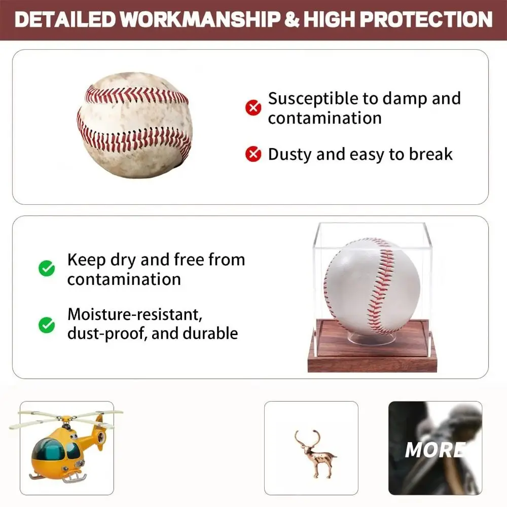 Quality Acrylic Baseball Display Case Transparent With Base Baseball Box Dustproof Scratch Resistant Baseball Holder Softball