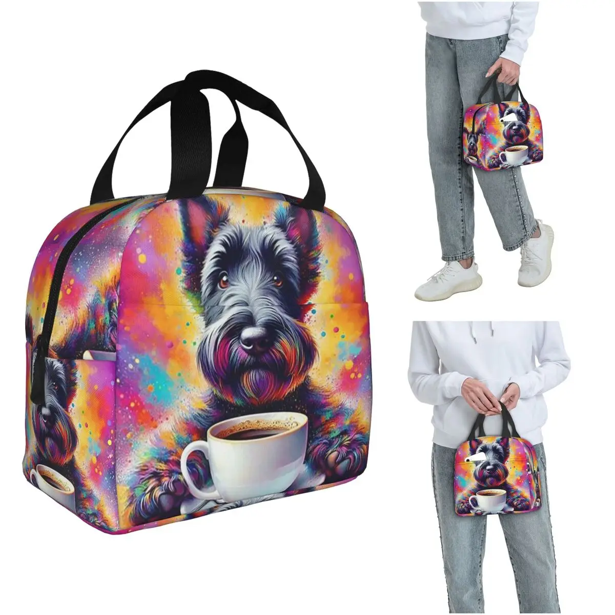 

Scottish Terrier Dog Insulated Lunch Bag for Women Office Cooler Thermal Food Box Tote Portable Lunch Boxes Container